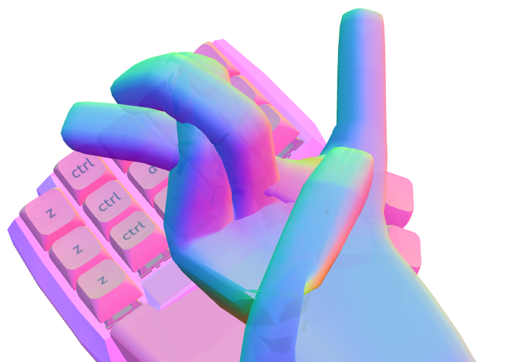 Glitched Hand in Cosmos pressing ctrl+z